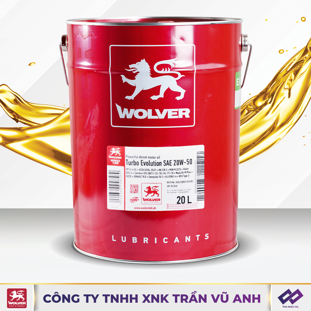 WOLVER TURBO EVOLUTION 20W50 CI-4 20L